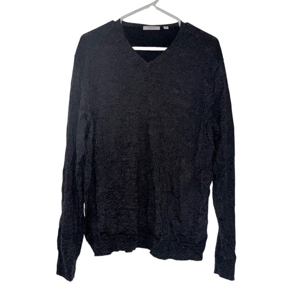 Calvin Klein Italian Merino Wool V Neck Sweater Mens Sz XL Dark Gray - Picture 1 of 6